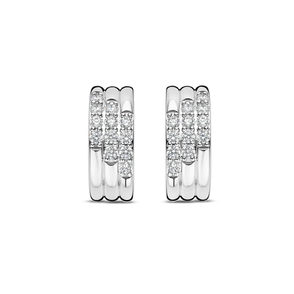 TI SENTO Stardust Sterling Silver Cubic Zirconia Set Layered Hoop Earrings