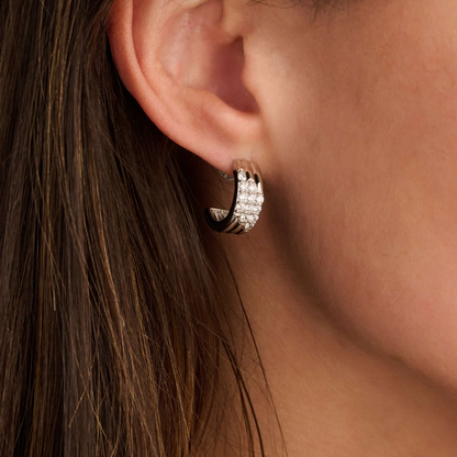 TI SENTO Stardust Sterling Silver Cubic Zirconia Set Layered Hoop Earrings