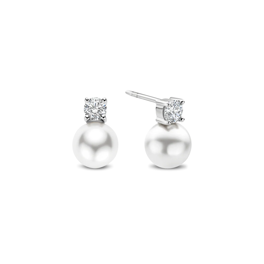 TI SENTO Sterling Silver Cubic Zirconia & Pearl Set Snowman Stud Earrings