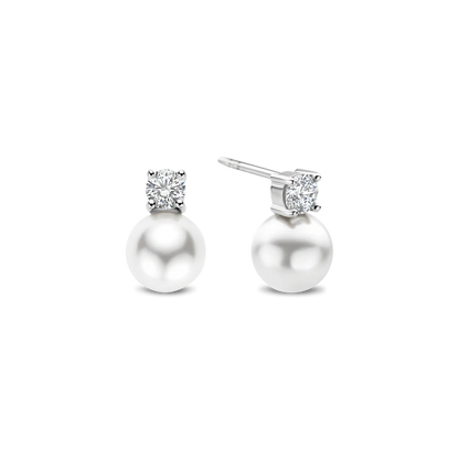 TI SENTO Sterling Silver Cubic Zirconia & Pearl Set Snowman Stud Earrings