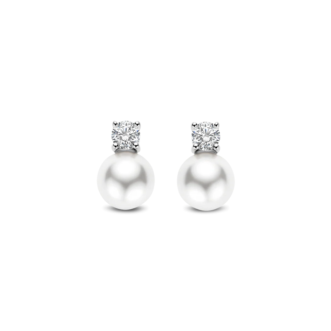 TI SENTO Sterling Silver Cubic Zirconia & Pearl Set Snowman Stud Earrings