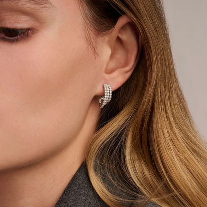 TI SENTO Stardust Sterling Silver Cubic Zirconia Set Hoop Earrings