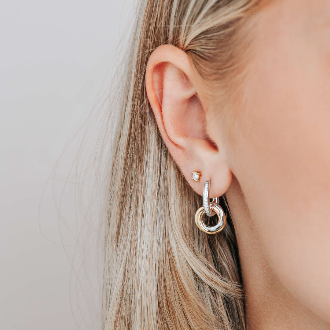 TI SENTO Sterling Silver & Gold Plated Three Colour Cubic Zirconia Set Drop Earrings