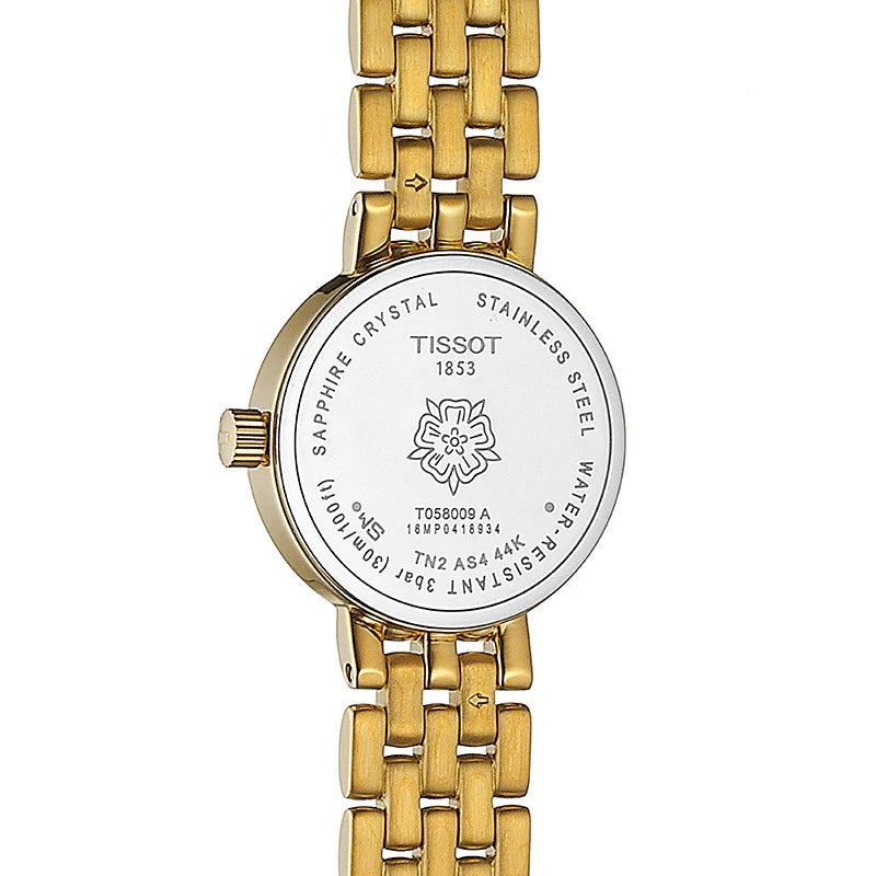 Tissot Lovely Round Silver Dial PVD Gold Plated Womens Quartz Watch T0580093303100