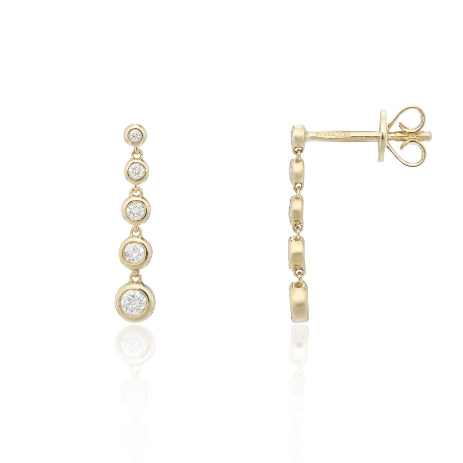 9ct Gold Diamond Set Graduated Bubble Drop Earrings