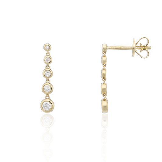 9ct Gold Diamond Set Graduated Bubble Drop Earrings