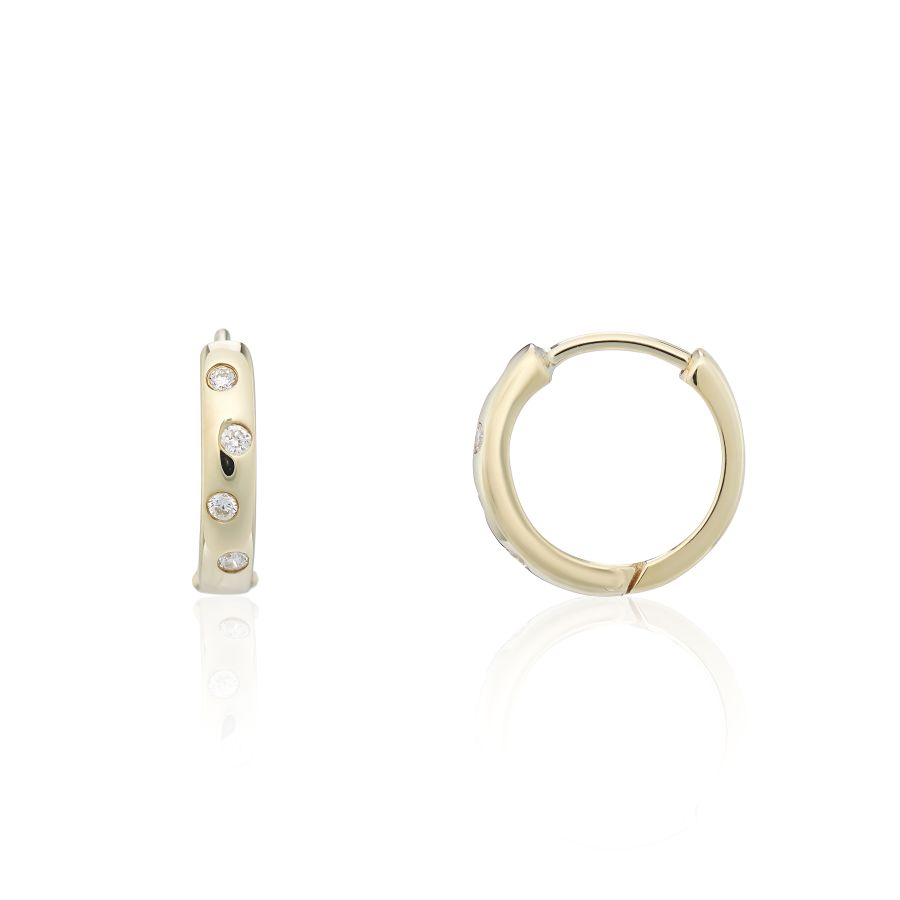 9ct Gold Diamond Set Hoop Earrings