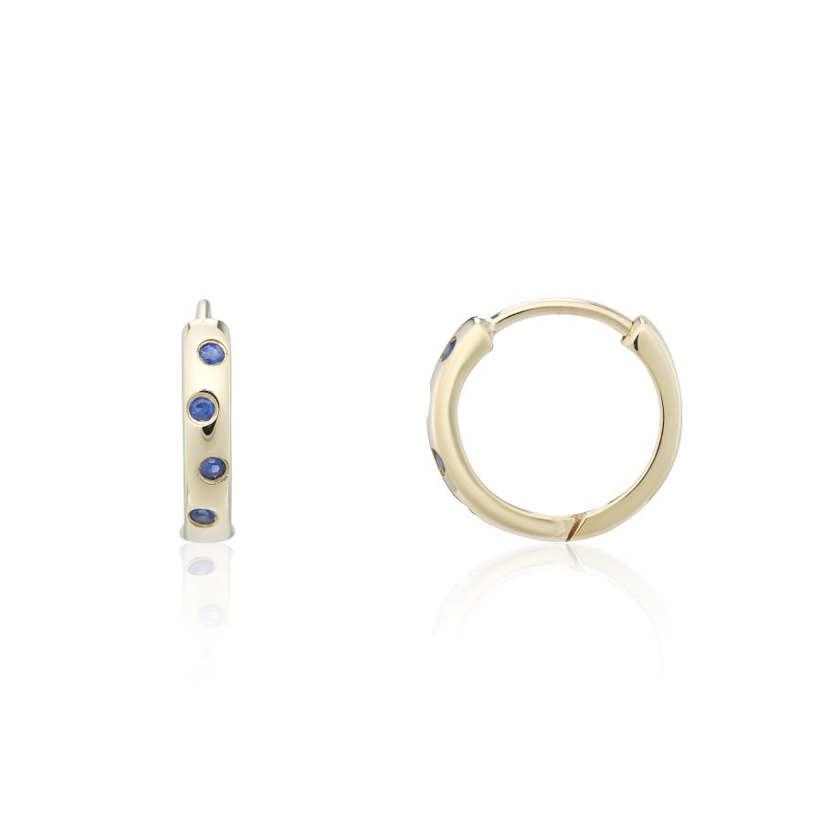 9ct Gold Sapphire Set Hoop Earrings