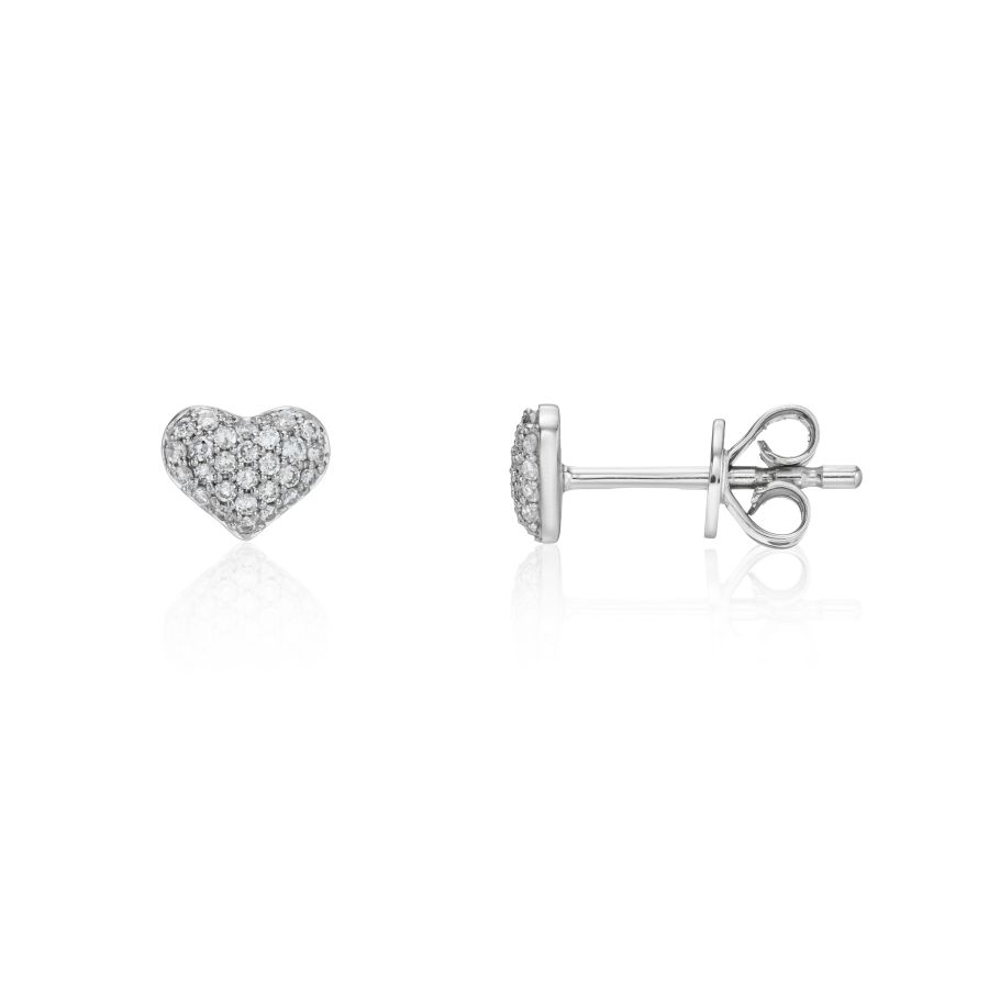 9ct Gold Pavé Set Diamond Heart Stud Earrings