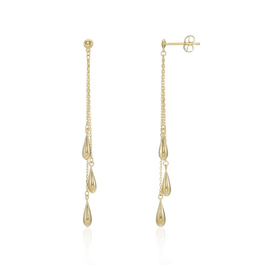 9ct Gold 6 Teardrop Drop Earrings