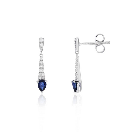 9ct White Gold Sapphire & Diamond Set Drop earrings