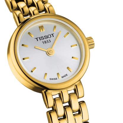Tissot Lovely Round Silver Dial PVD Gold Plated Womens Quartz Watch T0580093303100