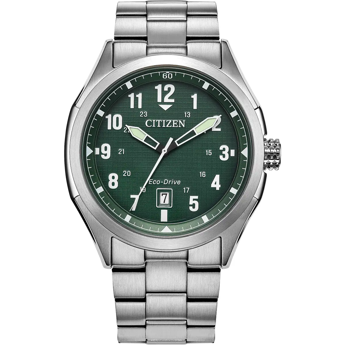 Citizen Eco-Drive Terra Force Green Dial Stainless Steel Mens Watch AW1890-51X