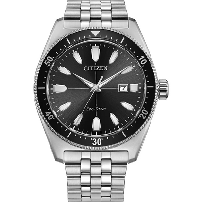 Citizen Eco-Drive Sport Black Dial Stainless Steel Mens Watch AW1911-53E