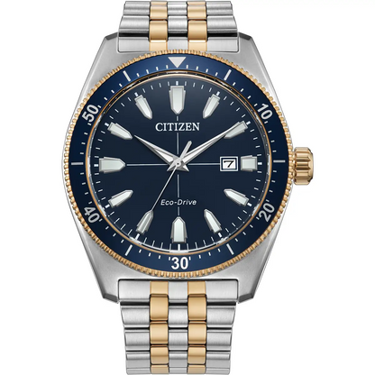 Citizen Eco-Drive Sport Blue Dial Two Tone Mens Watch AW1914-55L