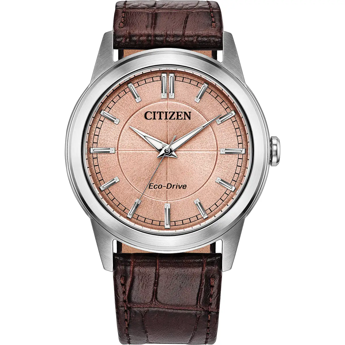 Citizen Eco-Drive Rolan Salmon Dial Stainless Steel Mens Watch AW2110-14Z
