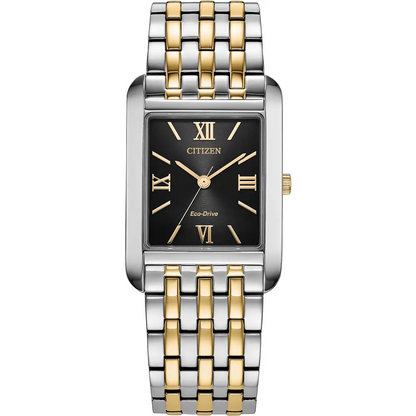 Citizen Eco-Drive Dress Classic Black Dial Two Tone Mens Watch BJ6574-59E