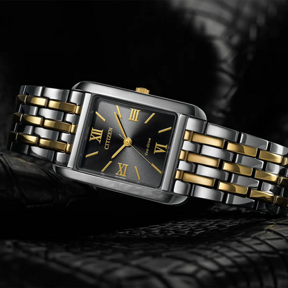 Citizen Eco-Drive Dress Classic Black Dial Two Tone Mens Watch BJ6574-59E