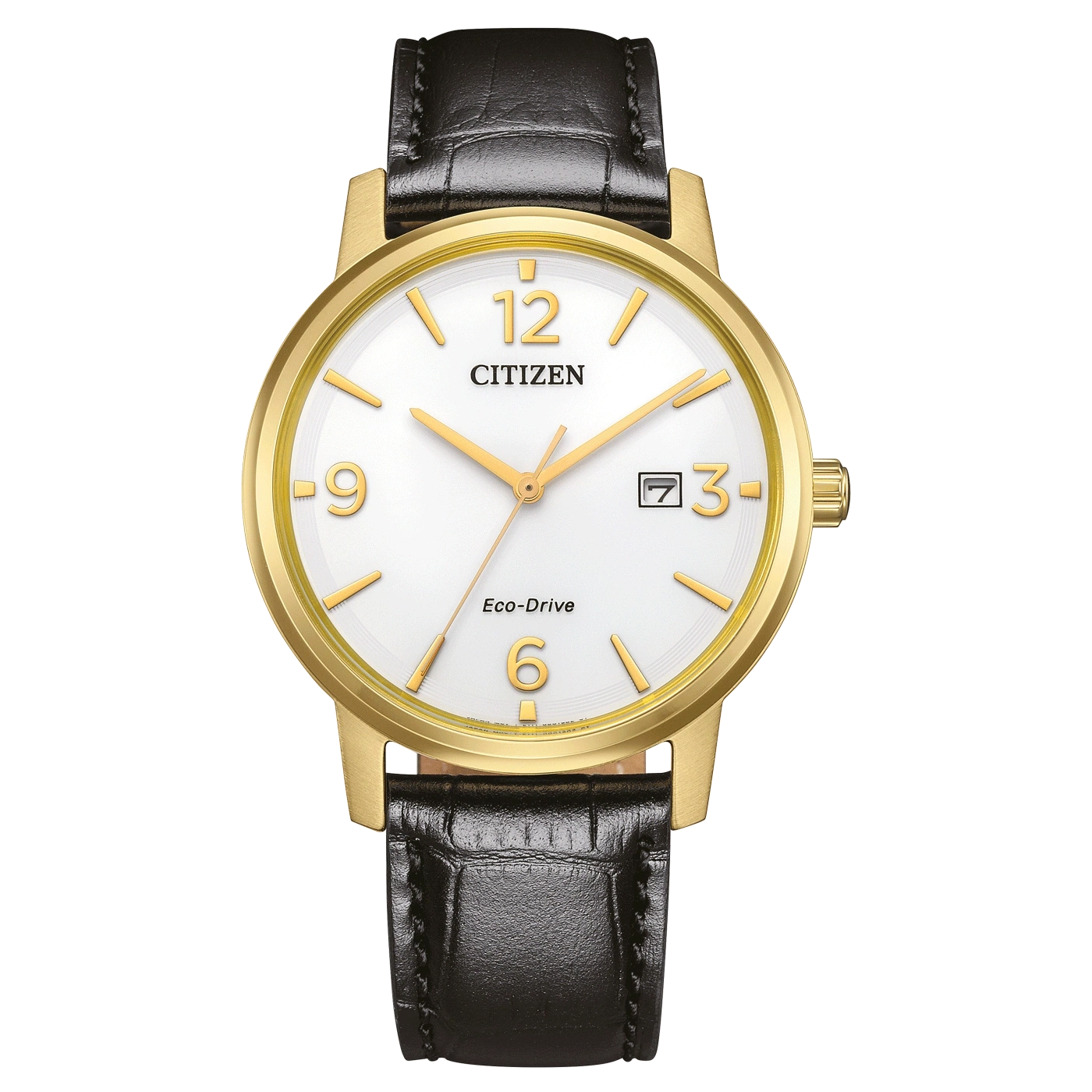 Citizen Eco-Drive White Dial Gold Plated Mens Watch BM6756-01A
