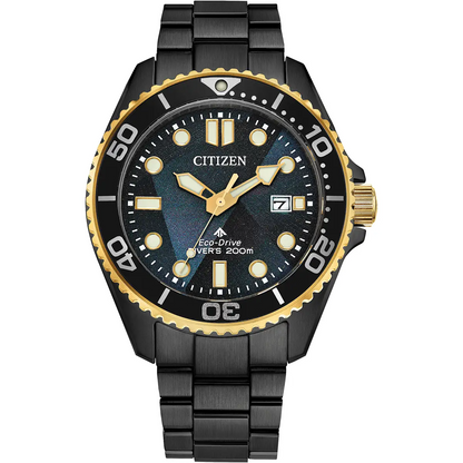 Citizen Eco-Drive Promaster Diver Limited Edition Ion-Plated Black Dial Two Tone Mens Watch AW1890-51X