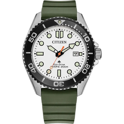 Citizen Eco-Drive Promaster Diver White Dial Stainless Steel Mens Watch BN0265-00A