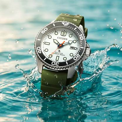Citizen Eco-Drive Promaster Diver White Dial Stainless Steel Mens Watch BN0265-00A