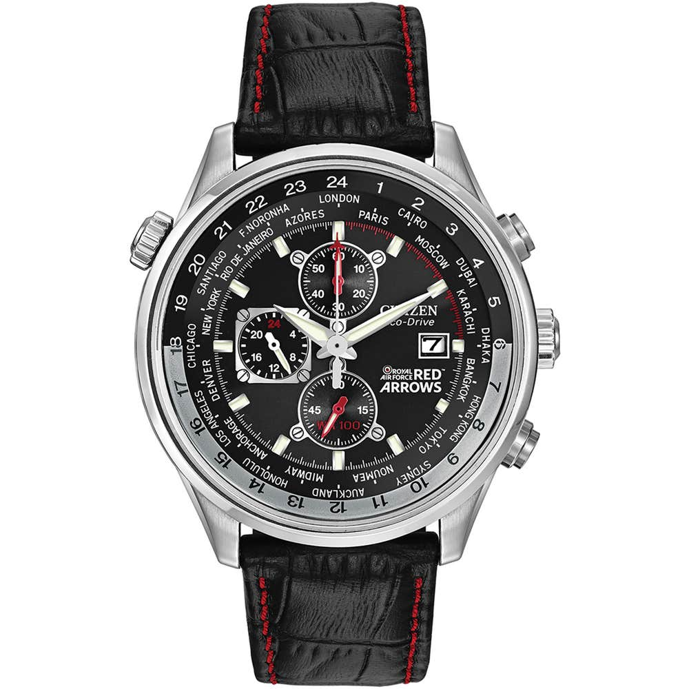 Citizen Eco-Drive Red Arrows Black Dial Stainless Steel Mens Chronograph Watch CA0080-03E