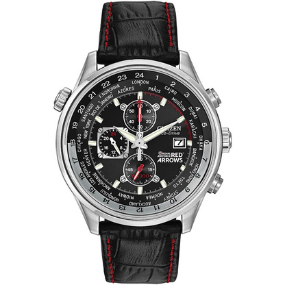 Citizen Eco-Drive Red Arrows Black Dial Stainless Steel Mens Chronograph Watch CA0080-03E