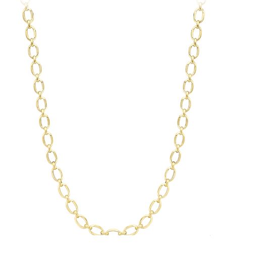 9ct Gold Bevelled Oval Link Necklace