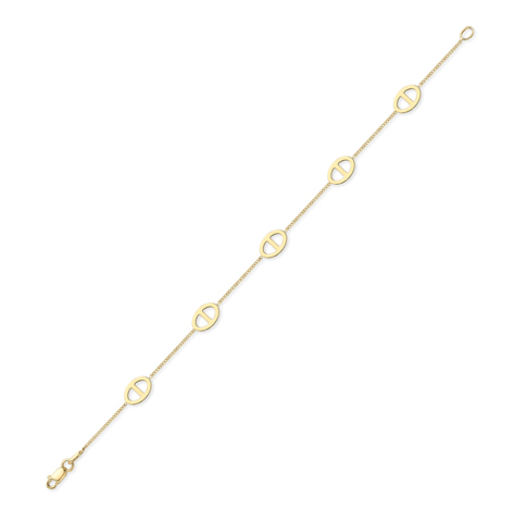 9ct Gold Marine/Anchor & Trace Link Chain Bracelet