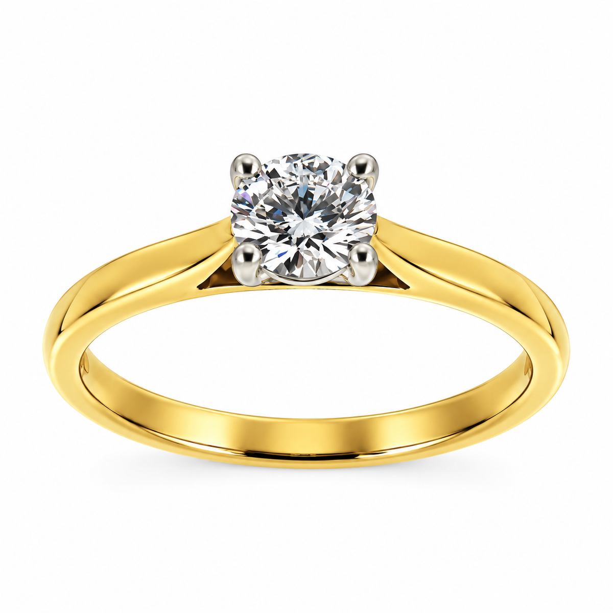 18ct Yellow Gold & Platinum Solitaire 4 Claw Set 1.00ct Single Stone Diamond Ring