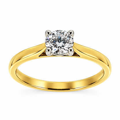 18ct Yellow Gold & Platinum Solitaire 4 Claw Set 1.00ct Single Stone Diamond Ring
