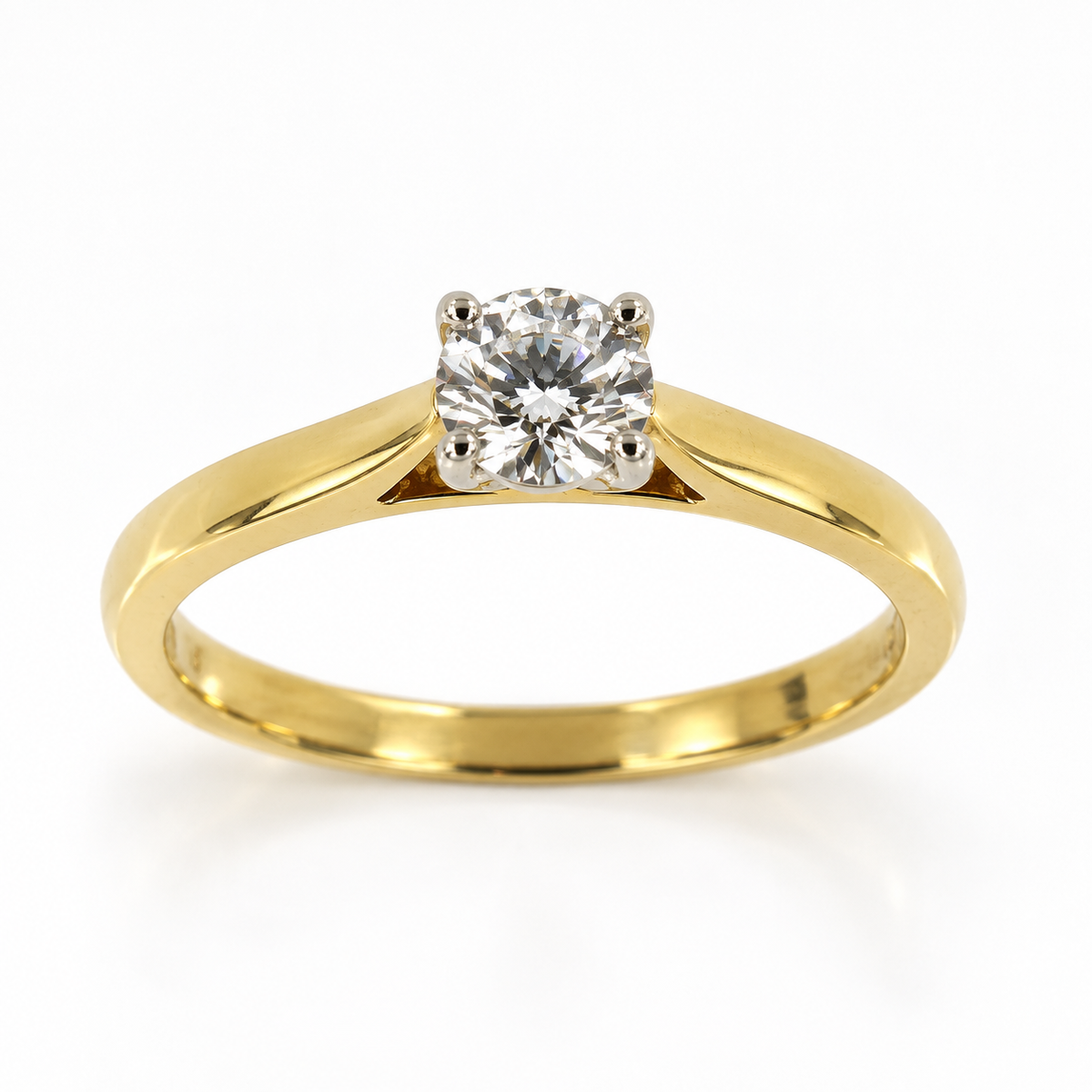 18ct Yellow Gold & Platinum Solitaire 4 Claw Set 0.80ct Single Stone Triple X Diamond Ring