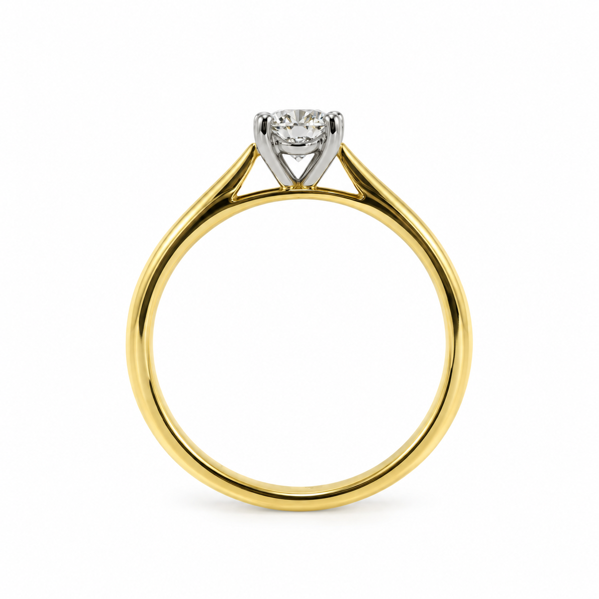 18ct Yellow Gold & Platinum Solitaire 4 Claw Set 0.80ct Single Stone Triple X Diamond Ring
