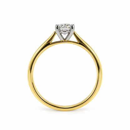 18ct Yellow Gold & Platinum Solitaire 4 Claw Set 0.80ct Single Stone Triple X Diamond Ring