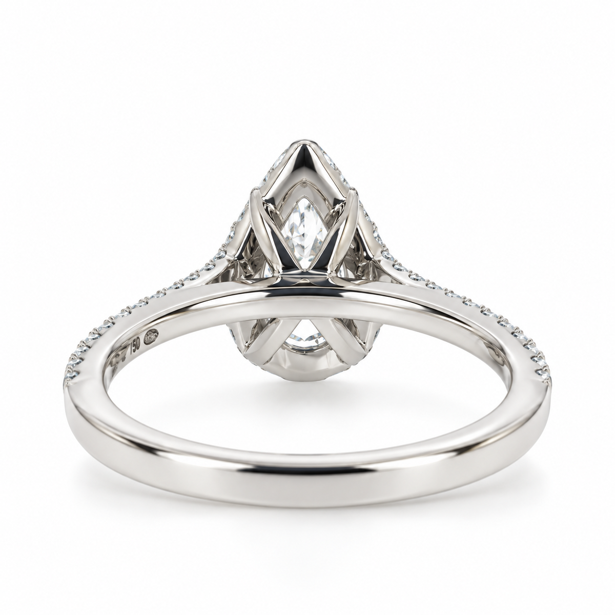 Platinum Claw Set Pear Shaped Diamond Halo Cluster Dress Ring