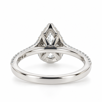 Platinum Claw Set Pear Shaped Diamond Halo Cluster Dress Ring