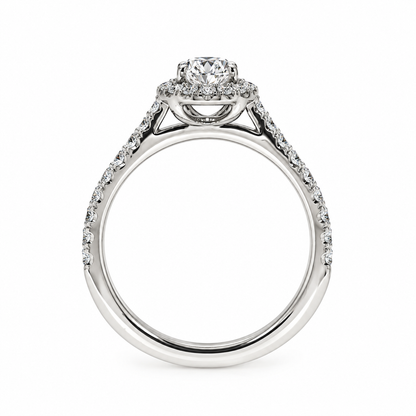 Platinum Claw Set Pear Shaped Diamond Halo Cluster Dress Ring