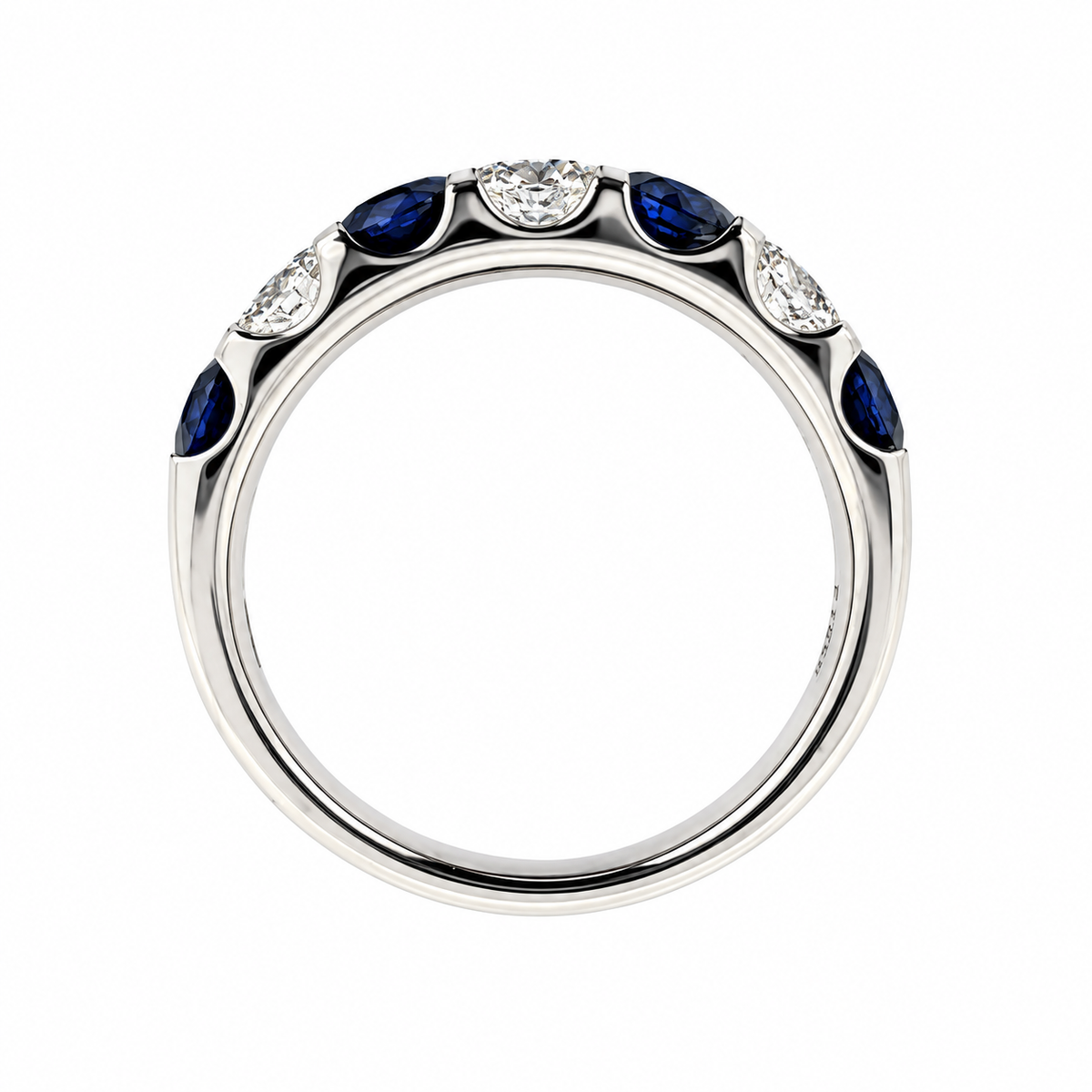 Platinum Sapphire & Diamond Seven Stone Half Eternity Ring