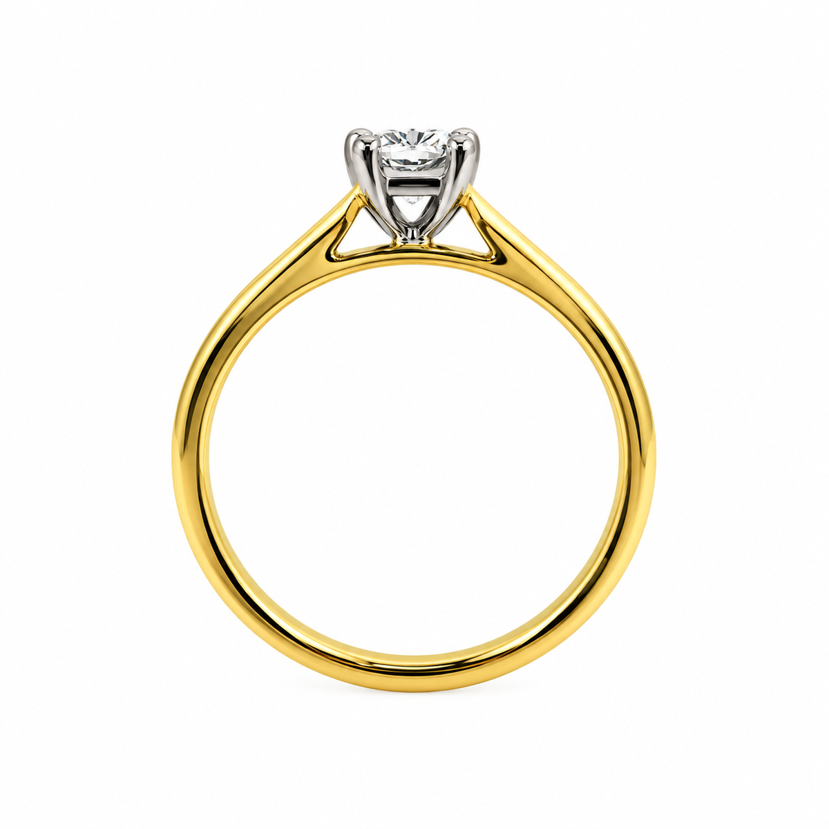 18ct Yellow Gold & Platinum Solitaire 4 Claw Set 0.70ct Single Stone Radiant Cut Diamond Ring