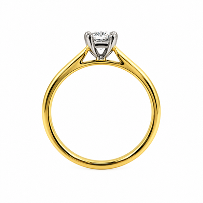 18ct Yellow Gold & Platinum Solitaire 4 Claw Set 0.70ct Single Stone Radiant Cut Diamond Ring