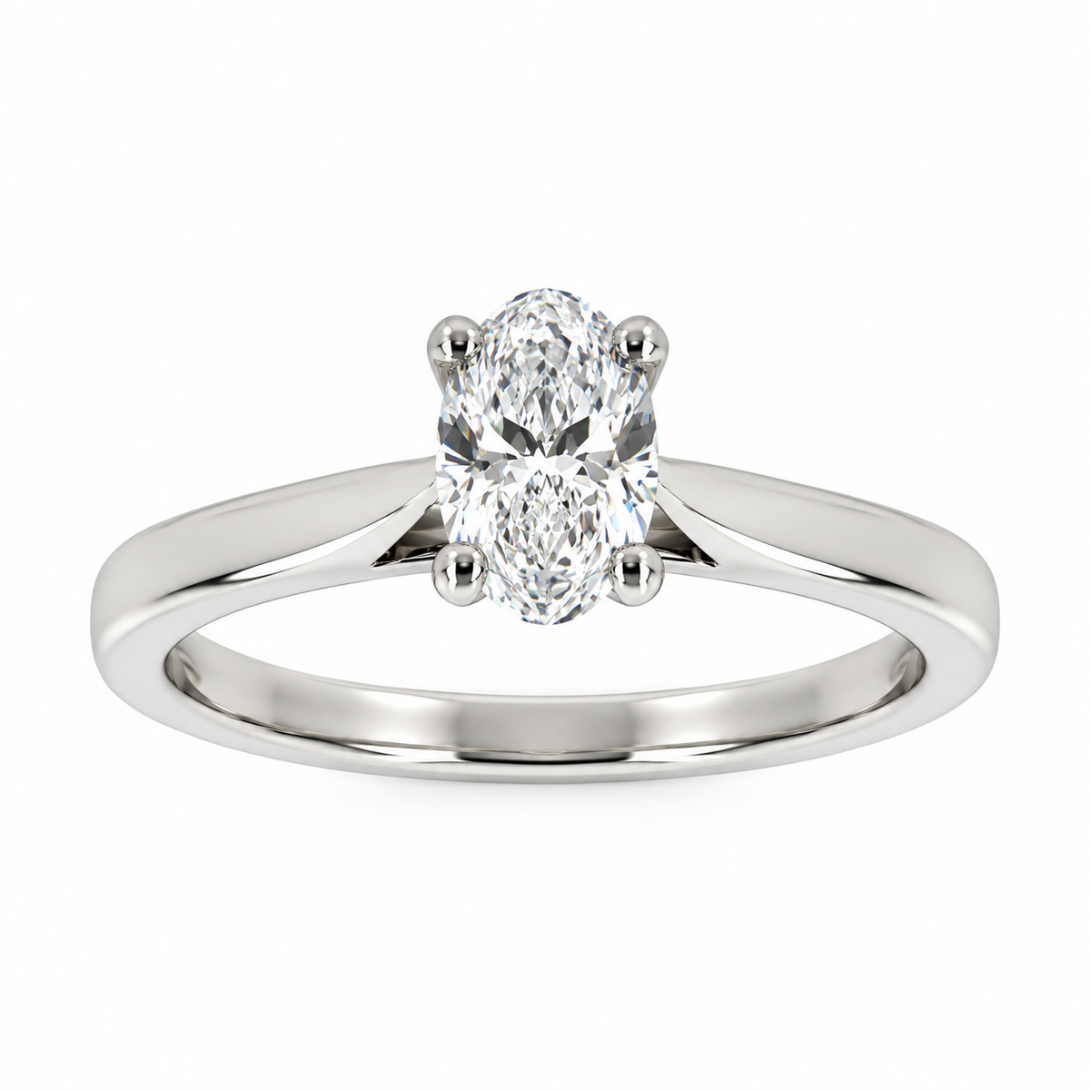 Platinum Solitaire 4 Claw Set 0.70ct Single Stone Oval Cut Diamond Ring