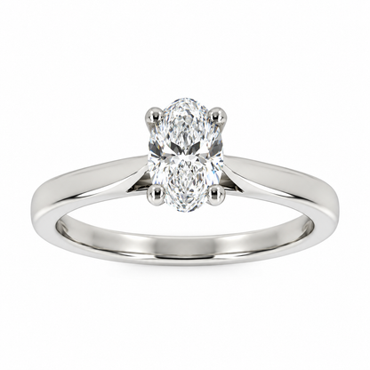 Platinum Solitaire 4 Claw Set 0.70ct Single Stone Oval Cut Diamond Ring