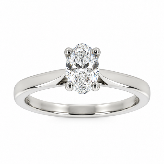 Platinum Solitaire 4 Claw Set 0.70ct Single Stone Oval Cut Diamond Ring