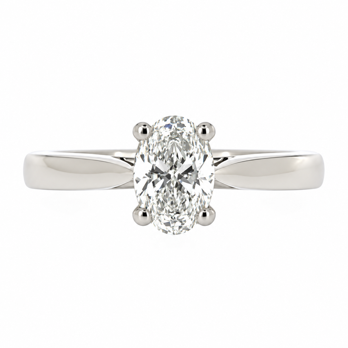 Platinum Solitaire 4 Claw Set 0.70ct Single Stone Oval Cut Diamond Ring