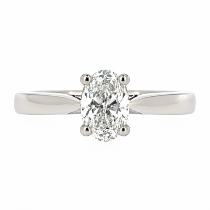 Platinum Solitaire 4 Claw Set 0.70ct Single Stone Oval Cut Diamond Ring
