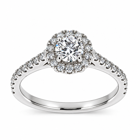 Platinum Claw Set Diamond Halo Cluster Dress Ring