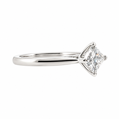 18ct White Gold Solitaire 4 Claw Set 0.72ct Single Stone Princess Cut Diamond Ring