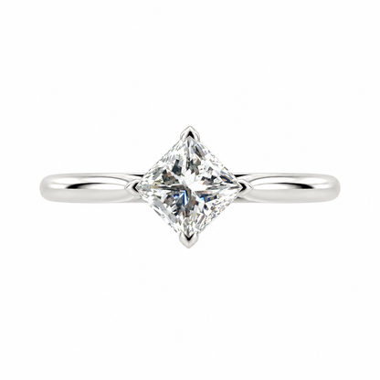 18ct White Gold Solitaire 4 Claw Set 0.72ct Single Stone Princess Cut Diamond Ring