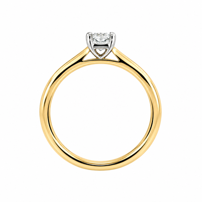 18ct Yellow Gold & Platinum Solitaire 4 Claw Set 0.50ct Single Stone Radiant Cut Diamond Ring